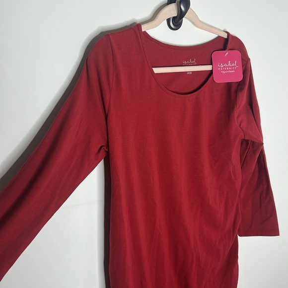 Isabel Maternity 3/4 Sleeve T-Shirt Maternity Dress Red NWT SIZE L - Picture 4 of 4